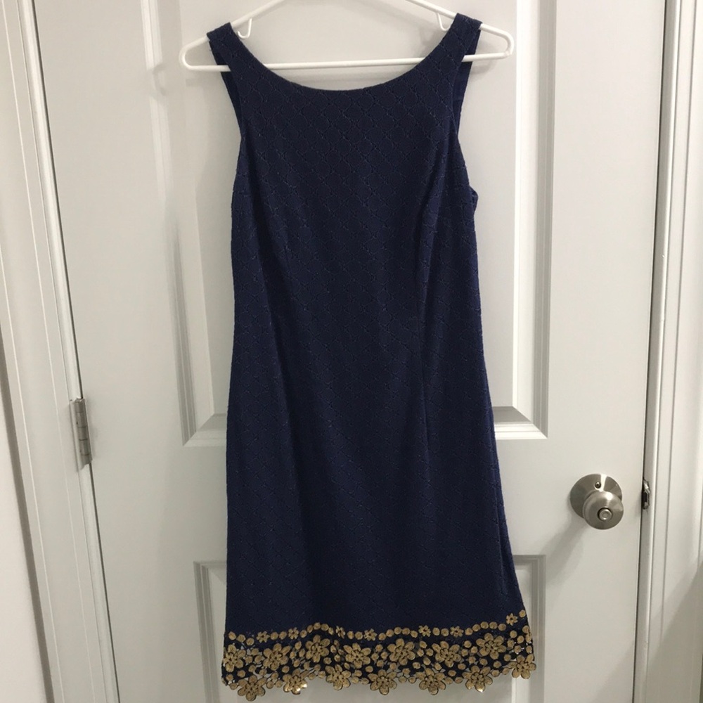 Lilly Pulitzer Blue Dress with Gold Accents